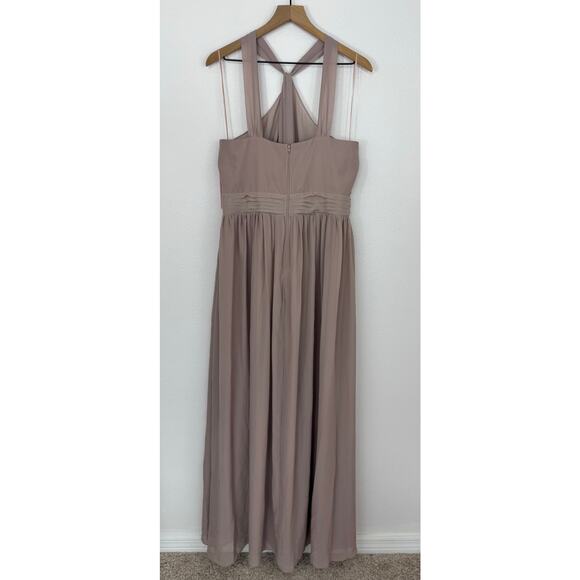 Birdy Grey Kiko Taupe Halter Bridesmaid Maxi Dress NWT Size XL - Picture 4 of 9